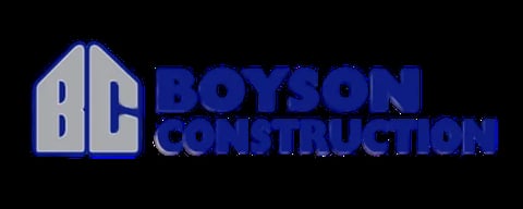 Boyson Construction logo with blue house icon and company name text